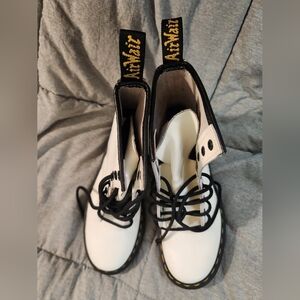 Dr. Martens White and Black Lace-Up Boots